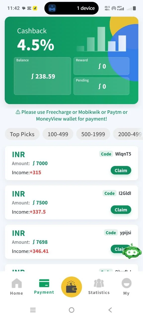 OK Pay Cashback 4.5% - Claim INR Orders